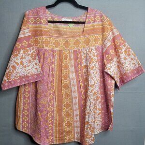 The Vermont Country Store Cotton  Boho Hippie Muumuu Top Size XL